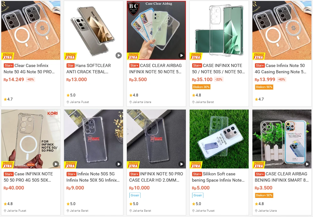 Pilihan Clear Case untuk Infinix Note 50 Pro 4G